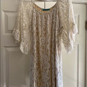 Turquoise Haven brand~White dress from western boutique Sz XL~with lining~